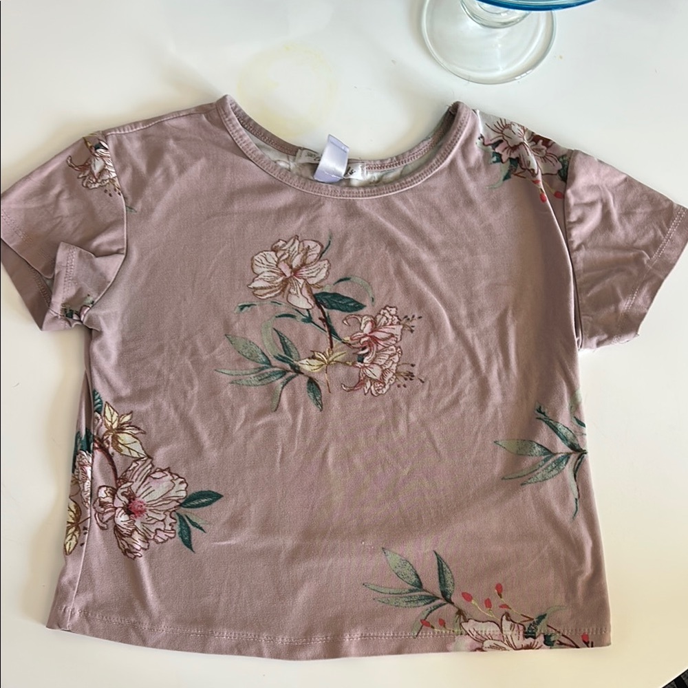 Mauve with floral cropped t-shirt
